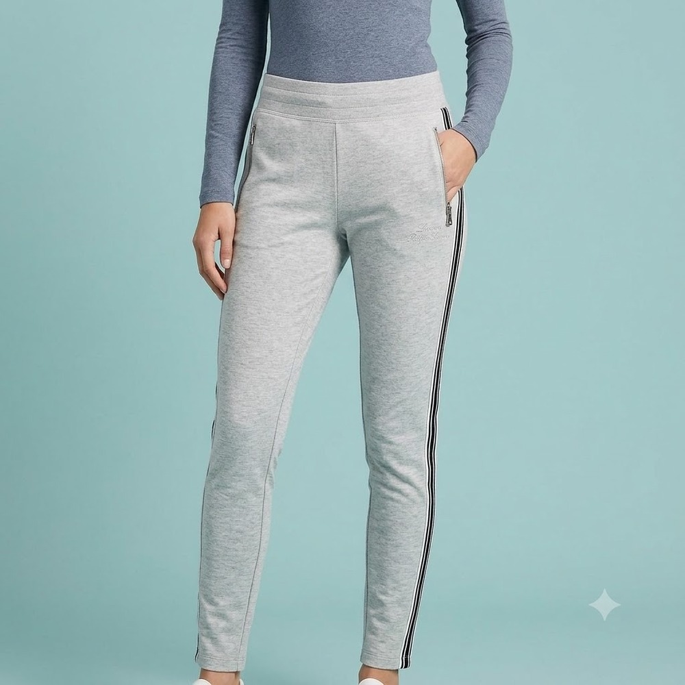 Lauren Ralph Lauren Leggings Women's PS Petite Gray Side Stripe Zip Pockets